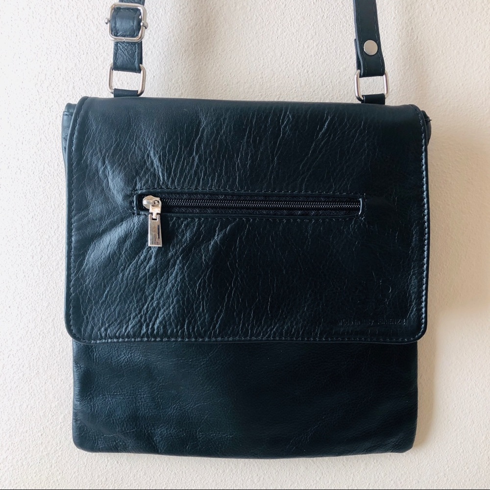 Black Pebbled Leather Firenze Crossbody Purse